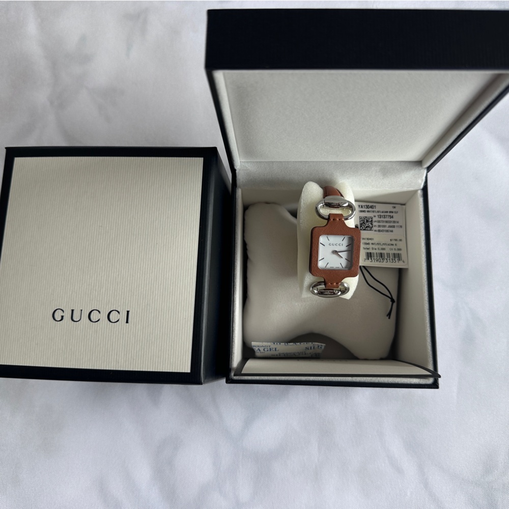 Gucci Brown and Silver Square Face Watch